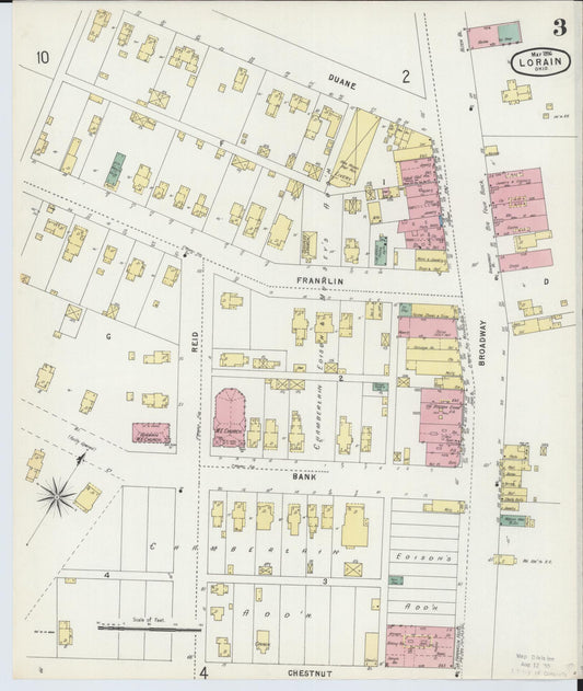 Sanborn Fire Insurance Map from Lorain, Lorain County, Ohio (1896), Sheet #0003 - Historic Sanborn Fire Insurance Map Print, vintage old map wall art, antique decor, genealogy gift, Ohio Ohio map