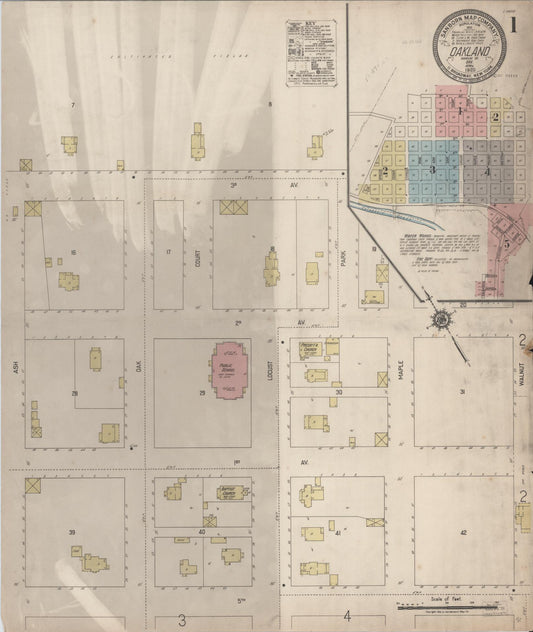 Sanborn Fire Insurance Map from Oakland, Douglas County, Oregon (1920), Sheet #0001 - Historic Sanborn Fire Insurance Map Print, vintage old map wall art, antique decor, genealogy gift, Oregon Oregon map