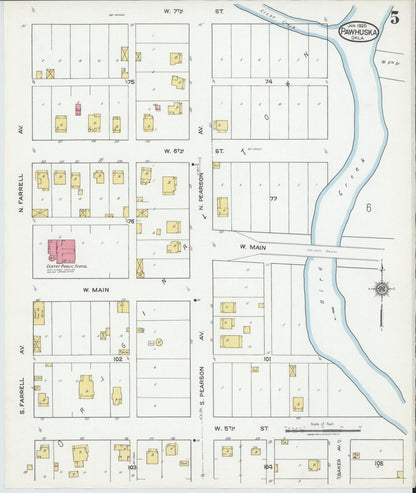 Sanborn Fire Insurance Map from Pawhuska, Osage County, Oklahoma (1920), Sheet #0005 - Complete Map Set gallery image, historic Sanborn map, vintage wall art, Oklahoma Oklahoma