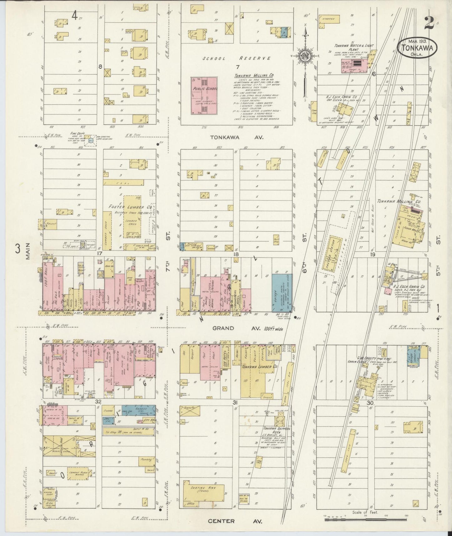 Sanborn Fire Insurance Map from Tonkawa, Kay County, Oklahoma (1913), Sheet #0002 - Complete Map Set gallery image, historic Sanborn map, vintage wall art, Oklahoma Oklahoma