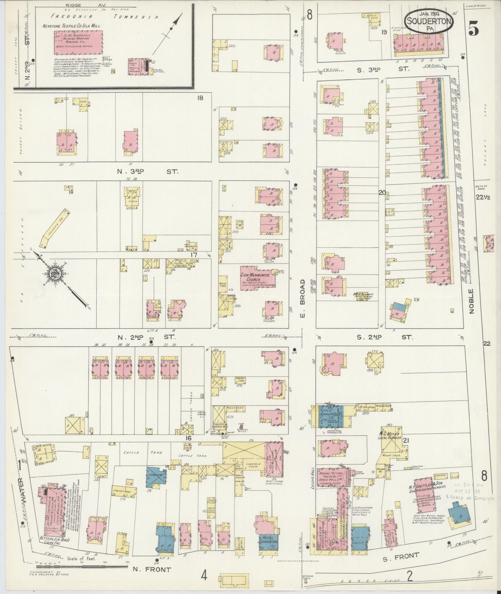Sanborn Fire Insurance Map from Souderton, Montgomery County, Pennsylvania (1914), Sheet #0005 - Complete Map Set gallery image, historic Sanborn map, vintage wall art, Pennsylvania Pennsylvania