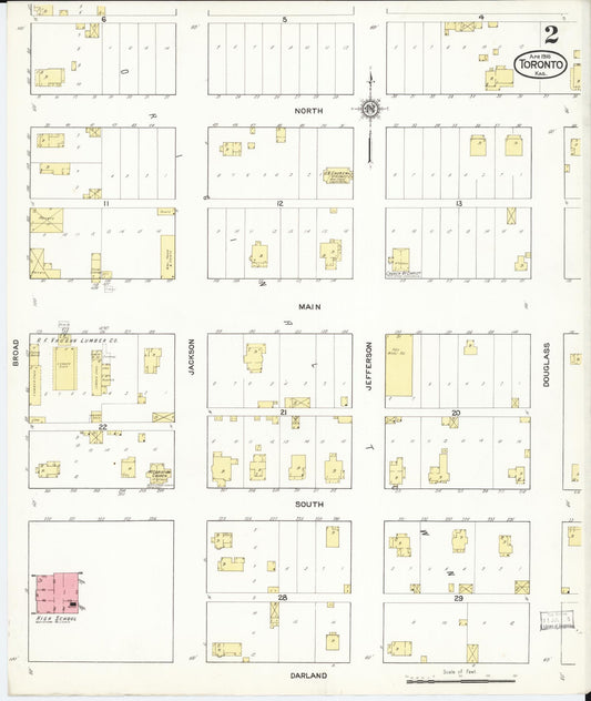 Sanborn Fire Insurance Map from Toronto, Woodson County, Kansas (1916), Sheet #0002 - Historic Sanborn Fire Insurance Map Print, vintage old map wall art, antique decor, genealogy gift, Kansas Kansas map