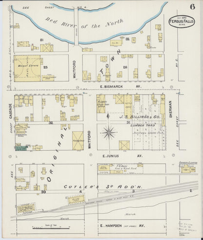 Sanborn Fire Insurance Map from Fergus Falls, Otter Tail County, Minnesota (1890), Sheet #0006 - Complete Map Set gallery image, historic Sanborn map, vintage wall art, Minnesota Minnesota