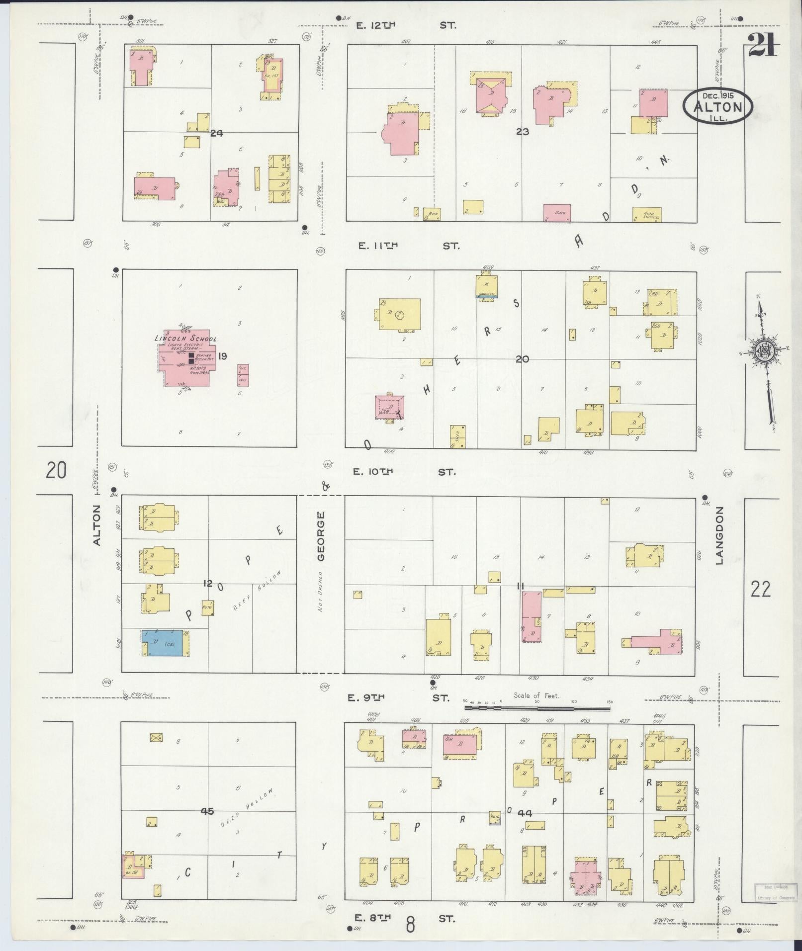 Sanborn Fire Insurance Map from Alton, Madison County, Illinois (1915), Sheet #0021 - Complete Map Set gallery image, historic Sanborn map, vintage wall art, Illinois Illinois