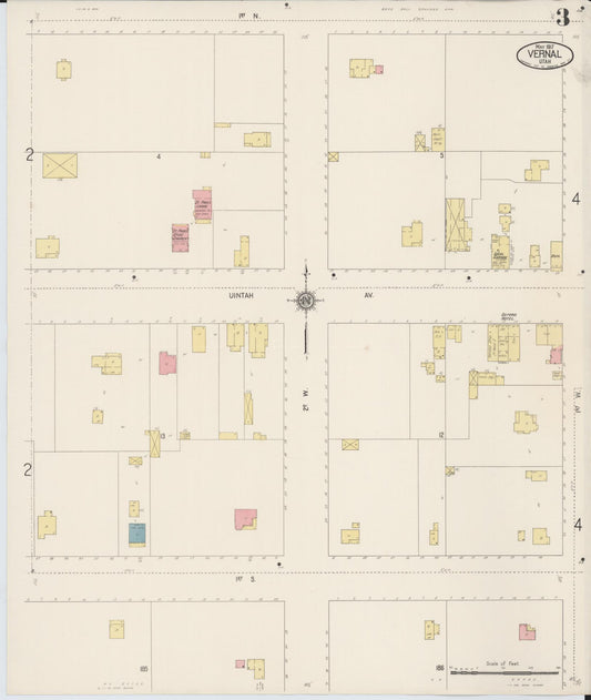 Sanborn Fire Insurance Map from Vernal, Uintah County, Utah (1917), Sheet #0003 - Historic Sanborn Fire Insurance Map Print, vintage old map wall art, antique decor, genealogy gift, Utah Utah map
