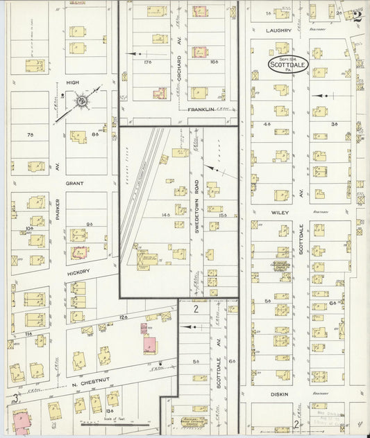Sanborn Fire Insurance Map from Scottdale, Westmoreland County, Pennsylvania (1914), Sheet #0002 - Historic Sanborn Fire Insurance Map Print, vintage old map wall art, antique decor, genealogy gift, Pennsylvania Pennsylvania map