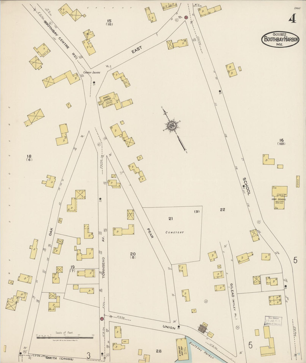 Sanborn Fire Insurance Map from Boothbay Harbor, Lincoln County, Maine (1922), Sheet #0004 - Complete Map Set gallery image, historic Sanborn map, vintage wall art, Maine Maine