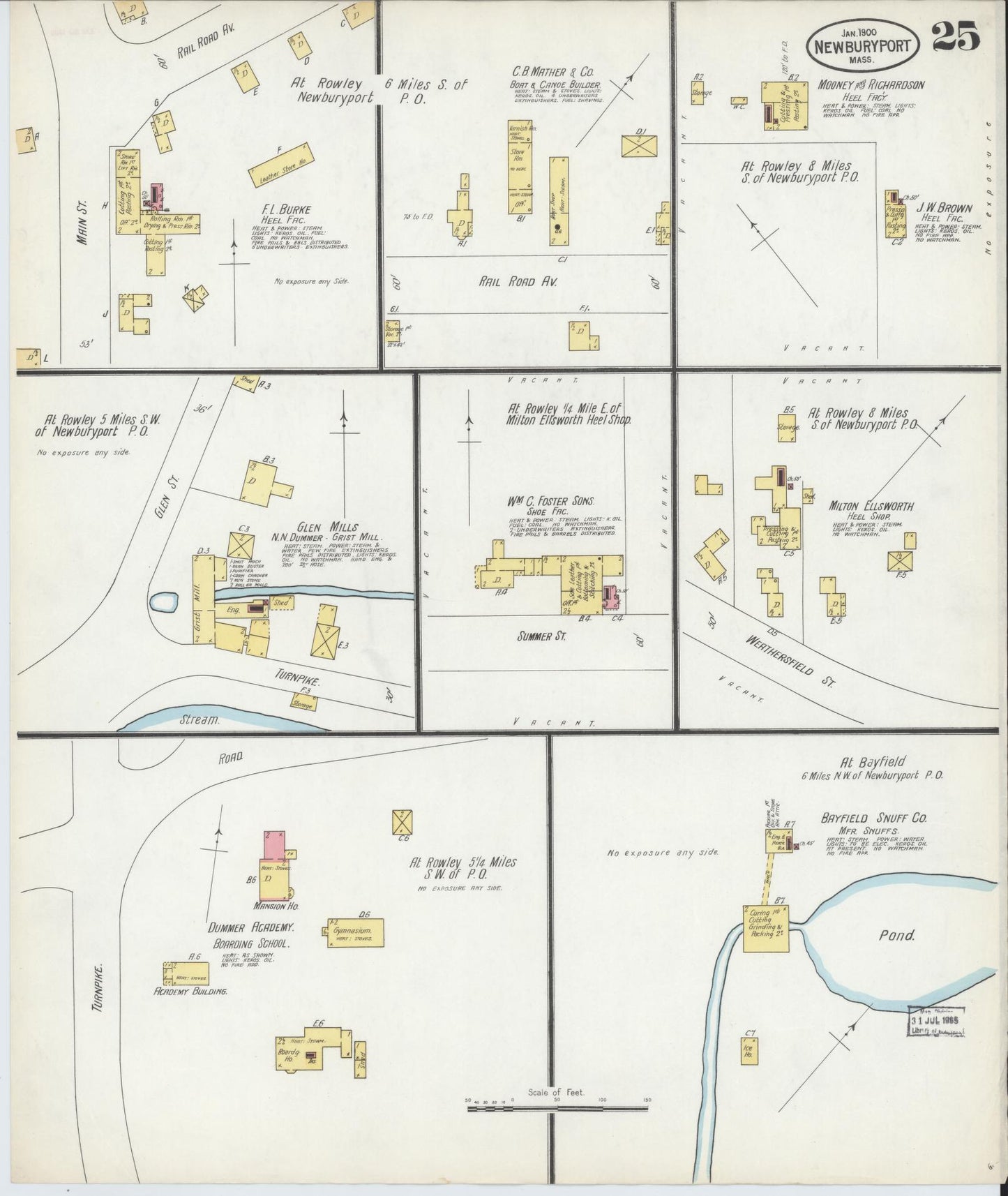 Sanborn Fire Insurance Map from Newburyport, Essex County, Massachusetts (1900), Sheet #0025 - Complete Map Set gallery image, historic Sanborn map, vintage wall art, Massachusetts Massachusetts