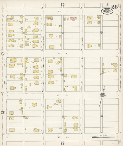 Sanborn Fire Insurance Map from Kalispell, Flathead County, Montana (1910), Sheet #0026 - Complete Map Set gallery image, historic Sanborn map, vintage wall art, Montana Montana