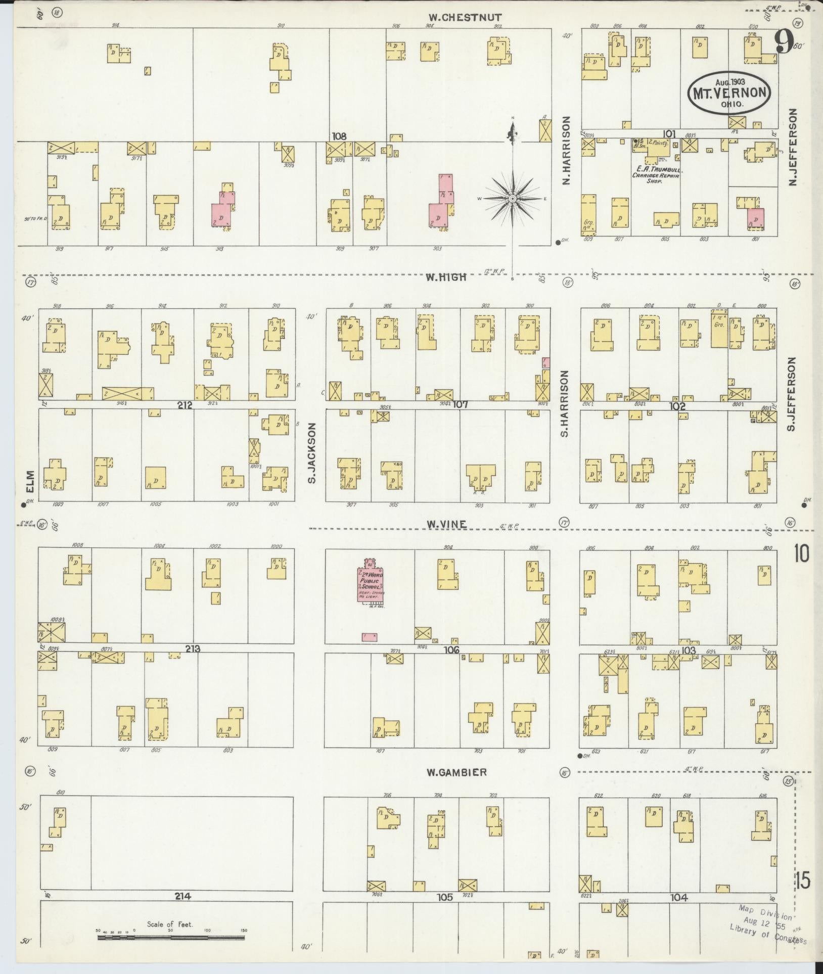 Sanborn Fire Insurance Map from Mount Vernon, Knox County, Ohio (1903), Sheet #0009 - Complete Map Set gallery image, historic Sanborn map, vintage wall art, Ohio Ohio