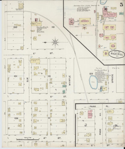Sanborn Fire Insurance Map from Rich Hill, Bates County, Missouri (1888), Sheet #0005 - Complete Map Set gallery image, historic Sanborn map, vintage wall art, Missouri Missouri