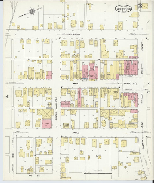 Sanborn Fire Insurance Map from Woodsfield, Monroe County, Ohio (1911), Sheet #0003 - Historic Sanborn Fire Insurance Map Print, vintage old map wall art, antique decor, genealogy gift, Ohio Ohio map