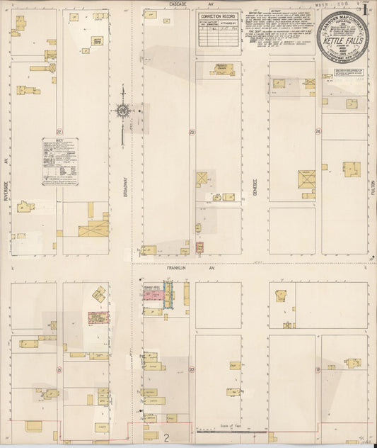 Sanborn Fire Insurance Map from Kettle Falls, Stevens County, Washington (1932), Sheet #0001 - Historic Sanborn Fire Insurance Map Print, vintage old map wall art, antique decor, genealogy gift, Washington Washington map