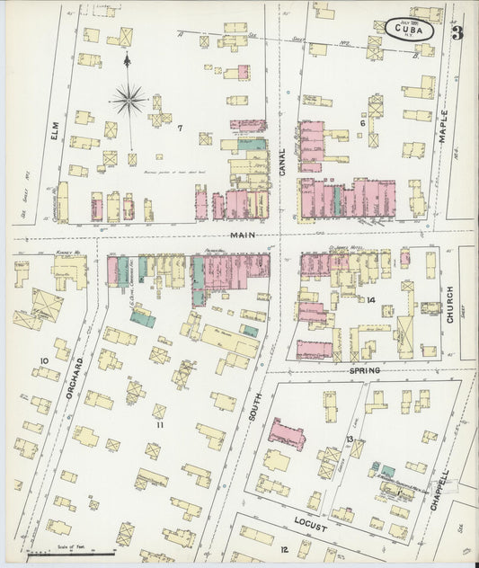 Sanborn Fire Insurance Map from Cuba, Allegany County, New York (1891), Sheet #0003 - Historic Sanborn Fire Insurance Map Print, vintage old map wall art, antique decor, genealogy gift, New York New York map