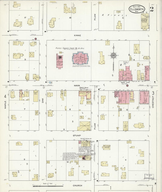 Sanborn Fire Insurance Map from Ellsworth, Pierce County, Wisconsin (1912), Sheet #0002 - Historic Sanborn Fire Insurance Map Print, vintage old map wall art, antique decor, genealogy gift, Wisconsin Wisconsin map