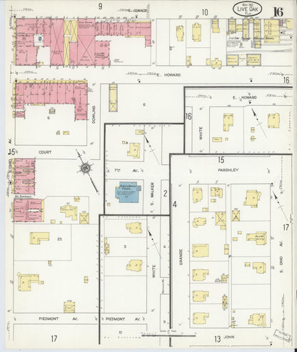 Sanborn Fire Insurance Map from Live Oak, Suwanee County, Florida (1912), Sheet #0016 - Historic Sanborn Fire Insurance Map Print, vintage old map wall art, antique decor, genealogy gift, Florida Florida map
