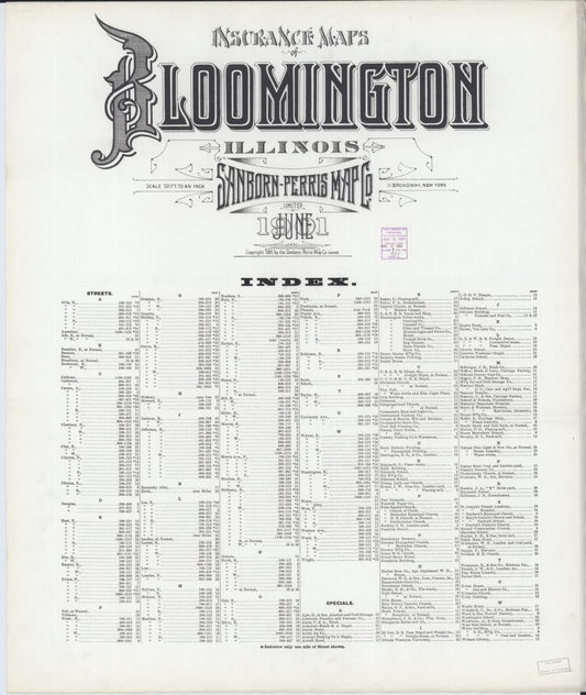 Sanborn Fire Insurance Map from Bloomington, McLean County, Illinois. (1901) – Map View