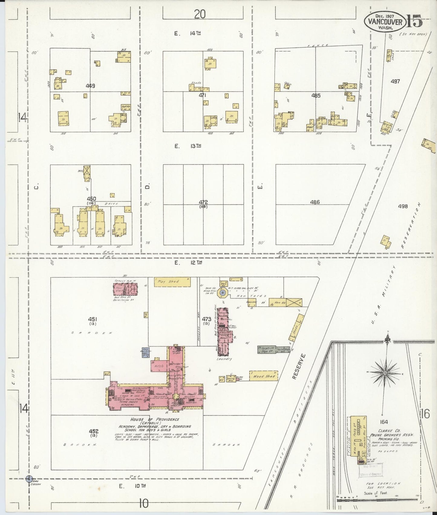 Sanborn Fire Insurance Map from Vancouver, Clark County, Washington (1907), Sheet #0015 - Complete Map Set gallery image, historic Sanborn map, vintage wall art, Washington Washington