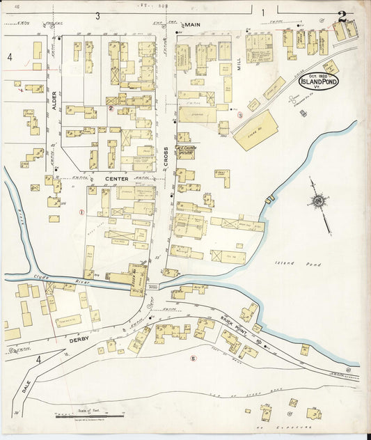 Sanborn Fire Insurance Map from Island Pond, Essex County, Vermont (1928), Sheet #0002 - Historic Sanborn Fire Insurance Map Print, vintage old map wall art, antique decor, genealogy gift, Vermont Vermont map