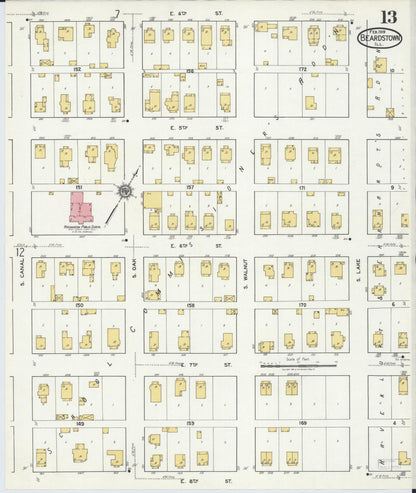 Sanborn Fire Insurance Map from Beardstown, Cass County, Illinois (1919), Sheet #0013 - Complete Map Set gallery image, historic Sanborn map, vintage wall art, Illinois Illinois