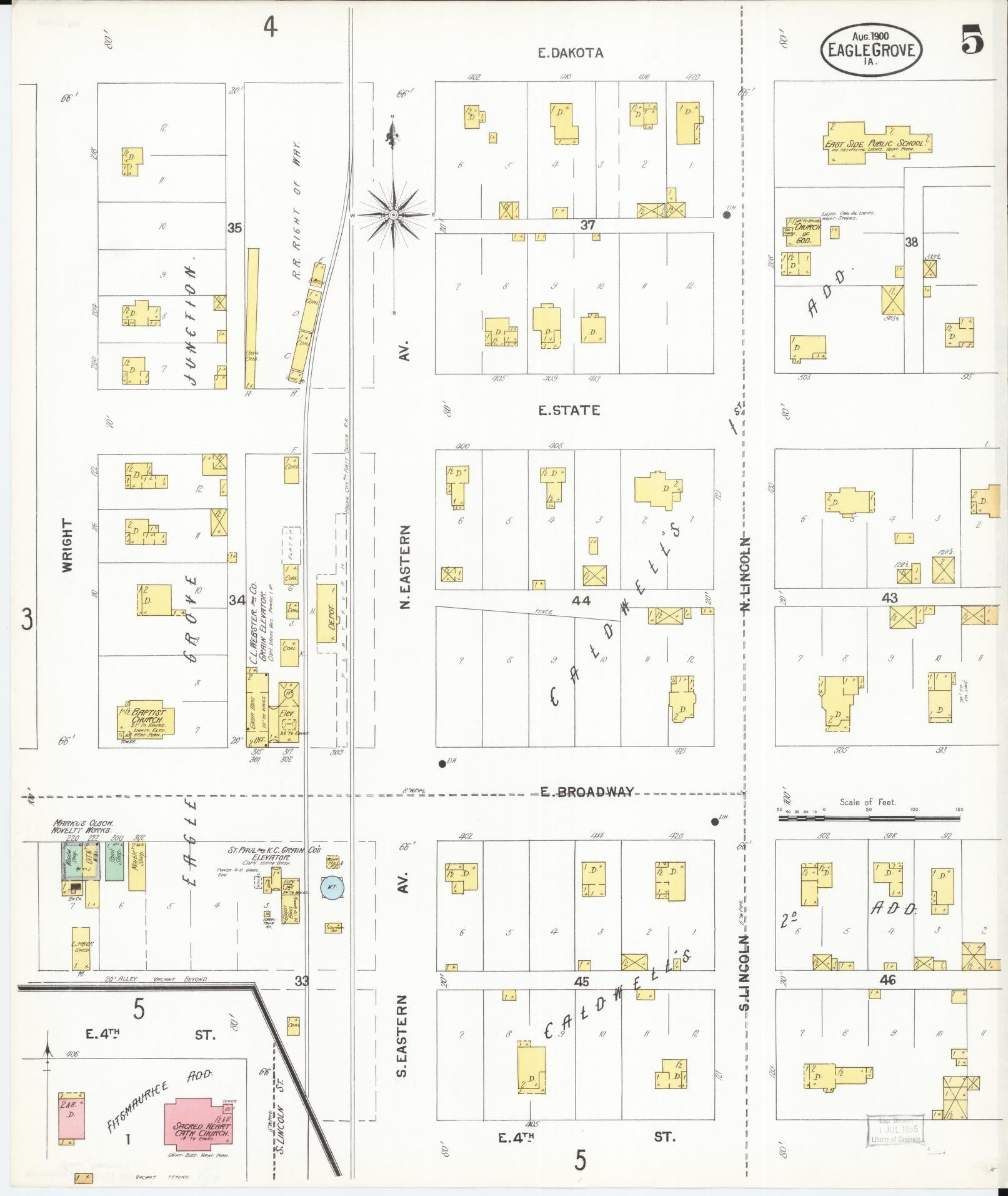 Sanborn Fire Insurance Map from Eagle Grove, Wright County, Iowa (1900), Sheet #0005 - Historic Sanborn Fire Insurance Map Print