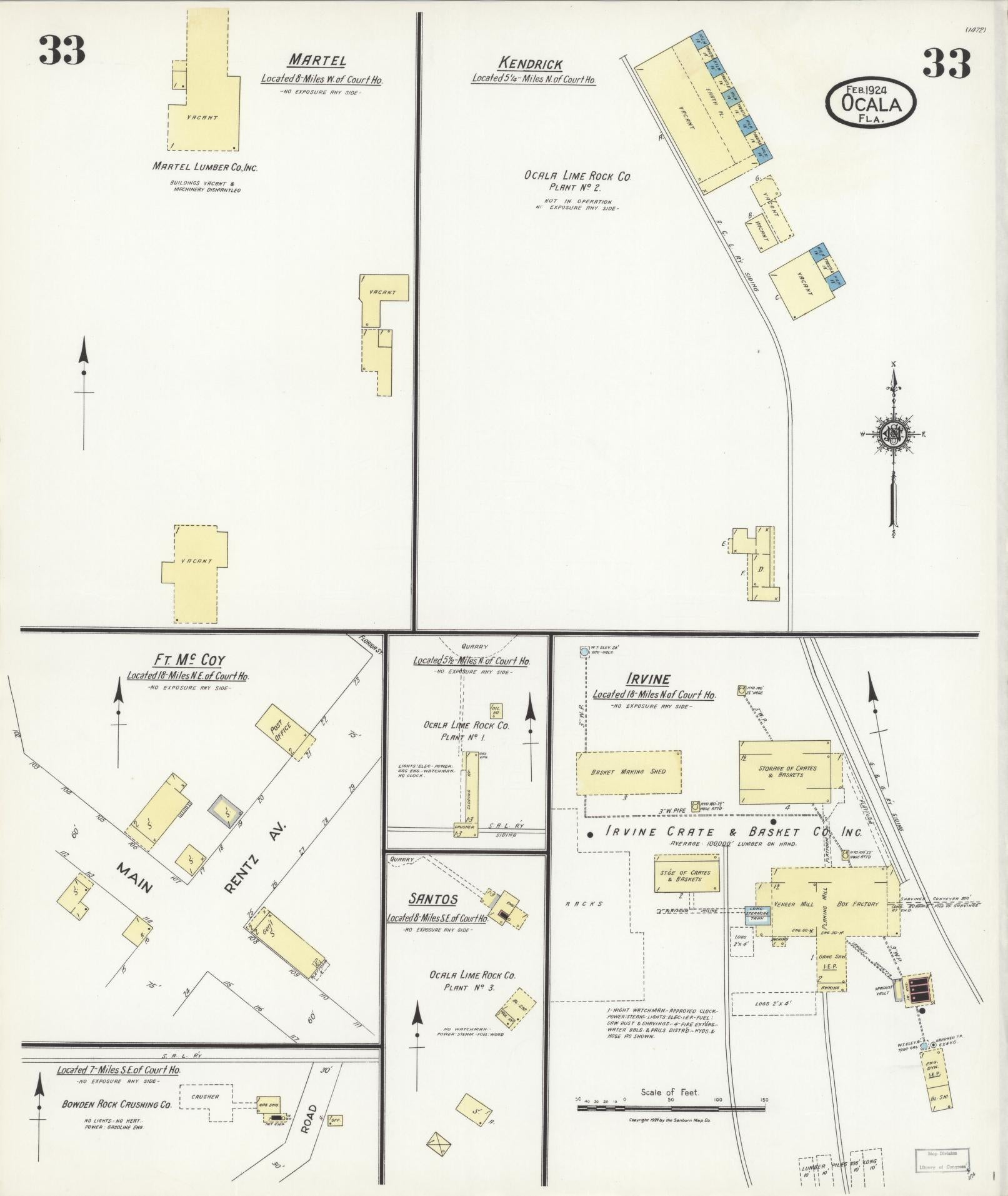Sanborn Fire Insurance Map from Ocala, Marion County, Florida (1924), Sheet #0033 - Complete Map Set gallery image, historic Sanborn map, vintage wall art, Florida Florida
