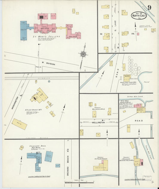 Sanborn Fire Insurance Map from North East, Erie County, Pennsylvania (1912), Sheet #0009 - Historic Sanborn Fire Insurance Map Print, vintage old map wall art, antique decor, genealogy gift, Pennsylvania Pennsylvania map