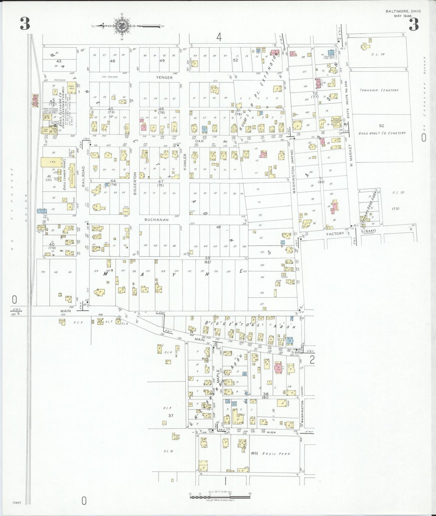 Sanborn Fire Insurance Map from Baltimore, Fairfield County, Ohio (1946), Sheet #0003 - Historic Sanborn Fire Insurance Map Print, vintage old map wall art, antique decor, genealogy gift, Ohio Ohio map
