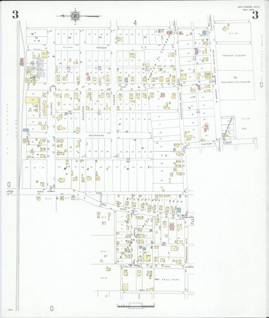 Sanborn Fire Insurance Map from Baltimore, Fairfield County, Ohio (1946), Sheet #0003 - Historic Sanborn Fire Insurance Map Print, vintage old map wall art, antique decor, genealogy gift, Ohio Ohio map