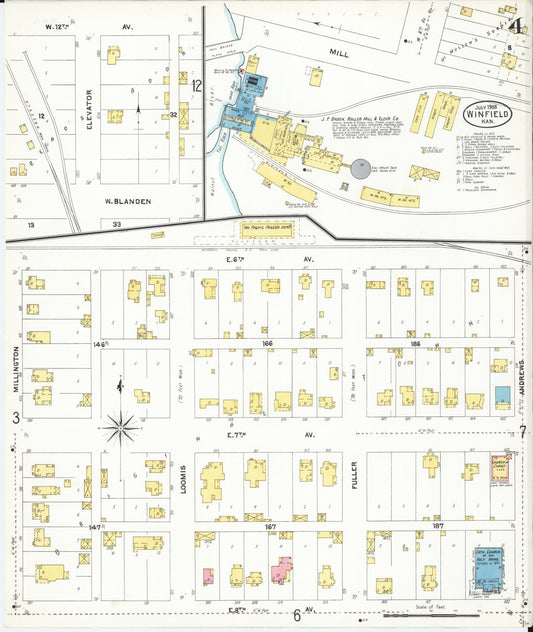 Sanborn Fire Insurance Map from Winfield, Cowley County, Kansas (1905), Sheet #0004 - Historic Sanborn Fire Insurance Map Print, vintage old map wall art, antique decor, genealogy gift, Kansas Kansas map