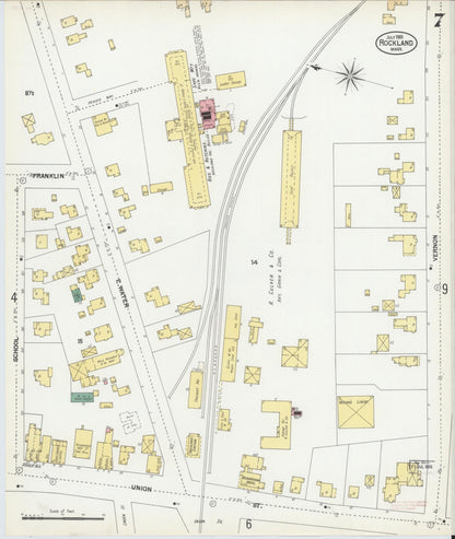 Sanborn Fire Insurance Map from Rockland, Plymouth County, Massachusetts (1901), Sheet #0007 - Complete Map Set gallery image, historic Sanborn map, vintage wall art, Massachusetts Massachusetts