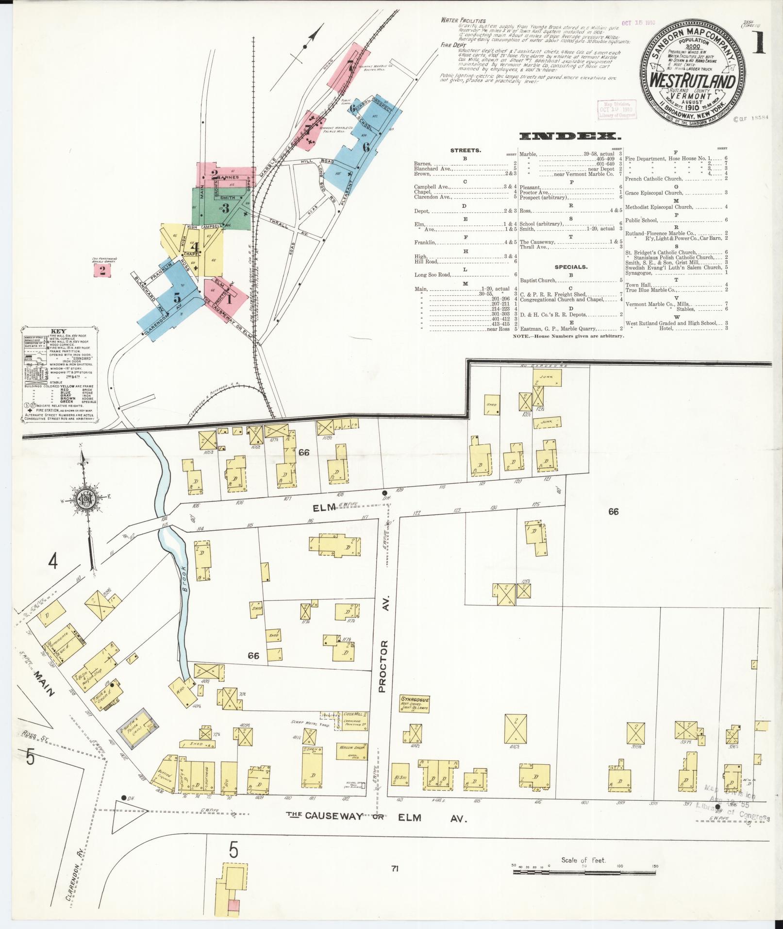 Sanborn Fire Insurance Map from West Rutland, Rutland County, Vermont. (1910) – Historic Sanborn Fire Insurance Map Print
