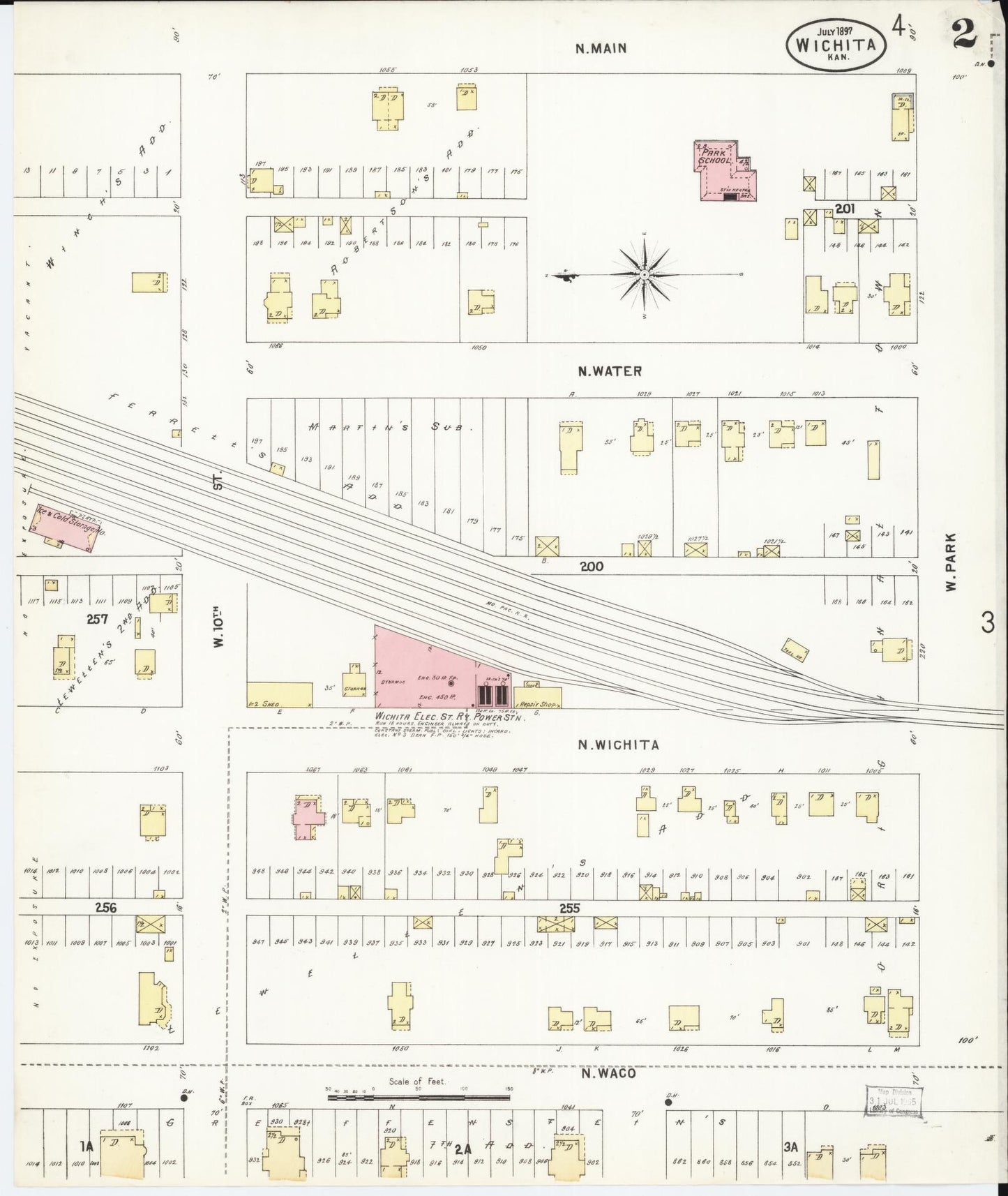 Sanborn Fire Insurance Map from Wichita, Sedgwick County, Kansas (1897), Sheet #0002 - Historic Sanborn Fire Insurance Map Print, vintage old map wall art, antique decor, genealogy gift, Kansas Kansas map