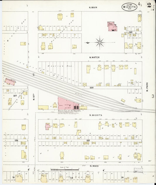 Sanborn Fire Insurance Map from Wichita, Sedgwick County, Kansas (1897), Sheet #0002 - Historic Sanborn Fire Insurance Map Print, vintage old map wall art, antique decor, genealogy gift, Kansas Kansas map