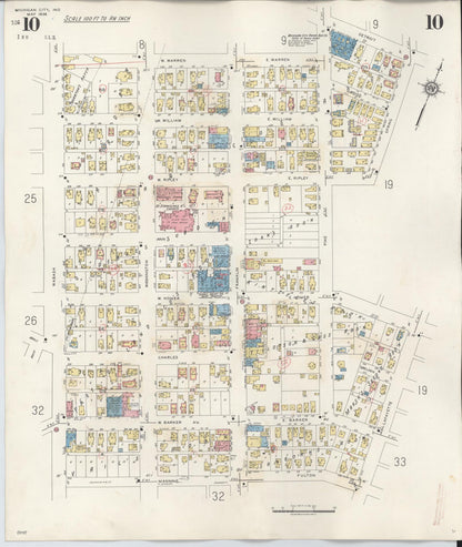 Sanborn Fire Insurance Map from Michigan City, La Porte County, Indiana (1948), Sheet #0010 - Historic Sanborn Fire Insurance Map Print, vintage old map wall art, antique decor, genealogy gift, Michigan Michigan map
