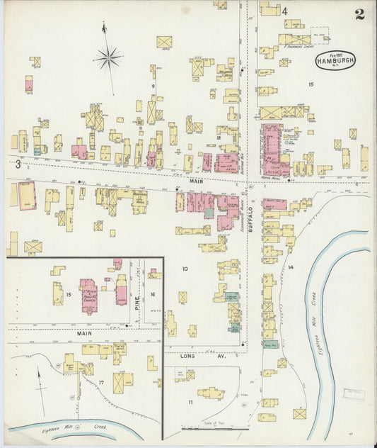 Sanborn Fire Insurance Map from Hamburg, Erie County, New York (1897), Sheet #0002 - Historic Sanborn Fire Insurance Map Print, vintage old map wall art, antique decor, genealogy gift, New York New York map
