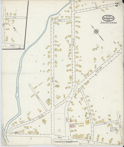 Sanborn Fire Insurance Map from Townsend, Middlesex County, Massachusetts (1917), Sheet #0002 - Historic Sanborn Fire Insurance Map Print, vintage old map wall art, antique decor, genealogy gift, Massachusetts Massachusetts map