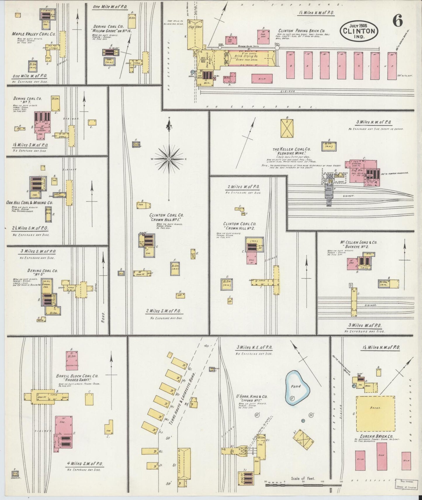Sanborn Fire Insurance Map from Clinton, Vermillion County, Indiana (1905), Sheet #0006 - Complete Map Set gallery image, historic Sanborn map, vintage wall art, Indiana Indiana