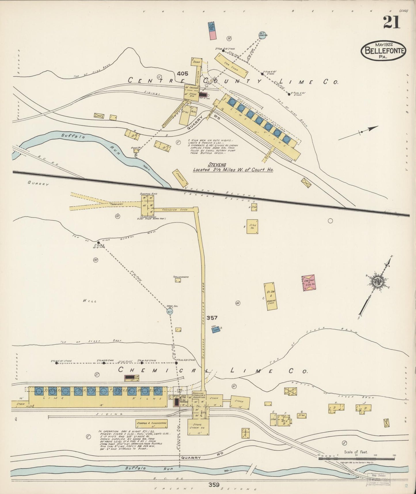 Sanborn Fire Insurance Map from Bellefonte, Centre County, Pennsylvania (1922), Sheet #0021 - Historic Sanborn Fire Insurance Map Print, vintage old map wall art, antique decor, genealogy gift, Pennsylvania Pennsylvania map