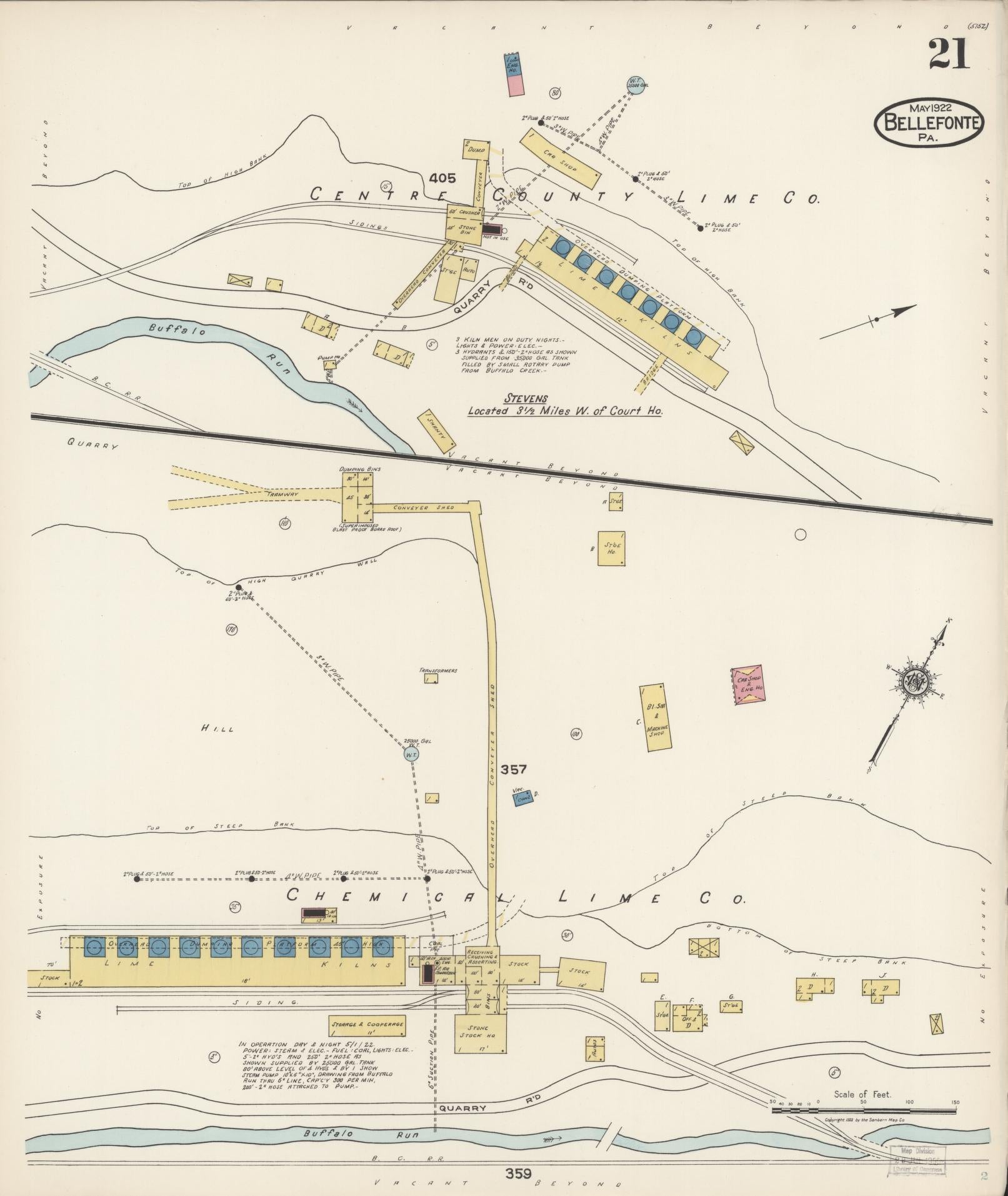 Sanborn Fire Insurance Map from Bellefonte, Centre County, Pennsylvania (1922), Sheet #0021 - Historic Sanborn Fire Insurance Map Print, vintage old map wall art, antique decor, genealogy gift, Pennsylvania Pennsylvania map