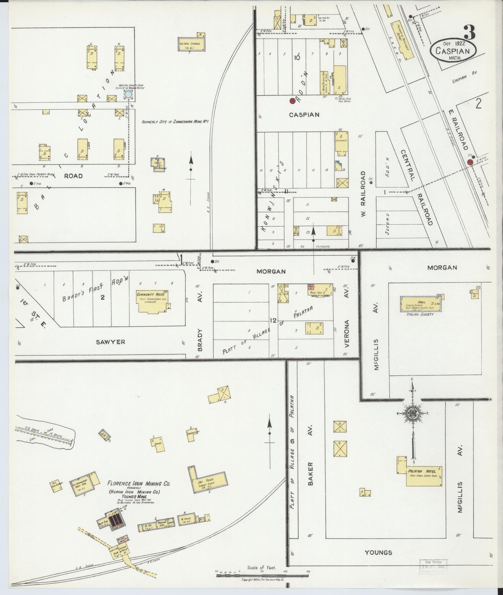Sanborn Fire Insurance Map from Caspian, Iron County, Michigan (1922), Sheet #0003 - Complete Map Set gallery image, historic Sanborn map, vintage wall art, Michigan Michigan