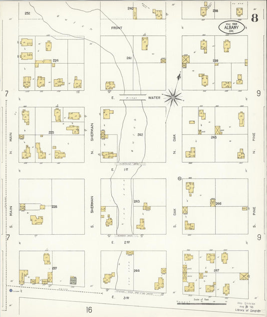 Sanborn Fire Insurance Map from Albany, Linn County, Oregon (1908), Sheet #0008 - Historic Sanborn Fire Insurance Map Print, vintage old map wall art, antique decor, genealogy gift, Oregon Oregon map