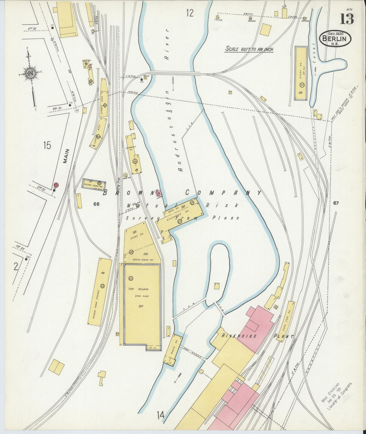 Sanborn Fire Insurance Map from Berlin, Coos County, New Hampshire (1920), Sheet #0013 - Complete Map Set gallery image, historic Sanborn map, vintage wall art, New Hampshire New Hampshire