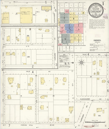 Sanborn Fire Insurance Map from Claremont, Los Angeles County, California (1909), Sheet #0001 - Historic Sanborn Fire Insurance Map Print, vintage old map wall art, antique decor, genealogy gift, California California map