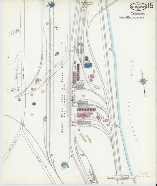 Sanborn Fire Insurance Map from Bridgeport, Montgomery County, Pennsylvania (1920), Sheet #0015 - Historic Sanborn Fire Insurance Map Print, vintage old map wall art, antique decor, genealogy gift, Pennsylvania Pennsylvania map