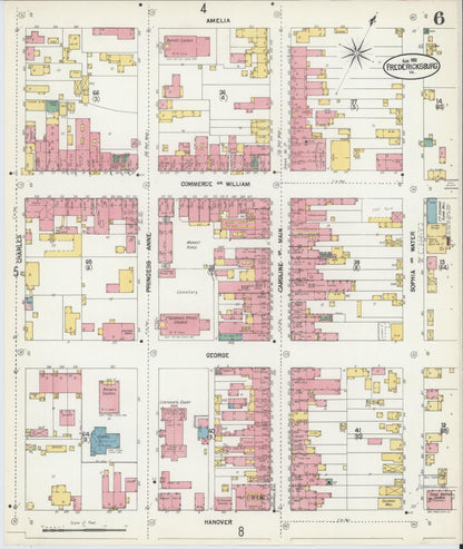 Sanborn Fire Insurance Map from Fredericksburg, Independent Cities, Virginia (1902), Sheet #0006 - Complete Map Set gallery image, historic Sanborn map, vintage wall art, Virginia Virginia
