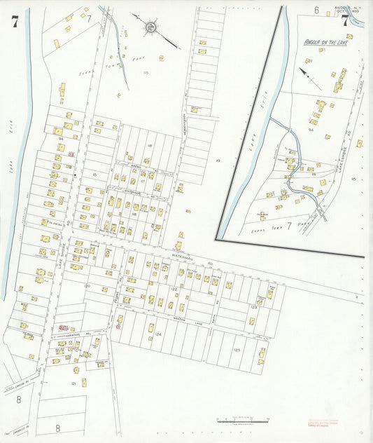 Sanborn Fire Insurance Map from Angola, Erie County, New York (1933), Sheet #0007 - Historic Sanborn Fire Insurance Map Print, vintage old map wall art, antique decor, genealogy gift, New York New York map