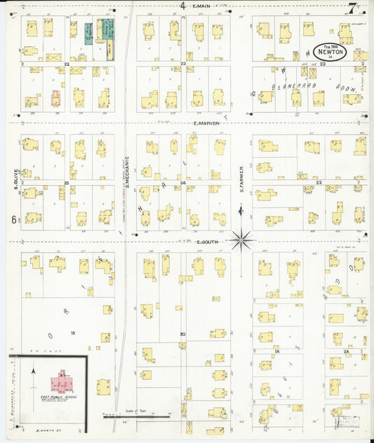 Sanborn Fire Insurance Map from Newton, Jasper County, Iowa (1906), Sheet #0007 - Historic Sanborn Fire Insurance Map Print, vintage old map wall art