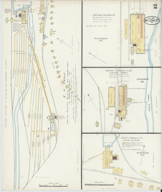 Sanborn Fire Insurance Map from Mount Jewett, McKean County, Pennsylvania (1898), Sheet #0002 - Historic Sanborn Fire Insurance Map Print, vintage old map wall art, antique decor, genealogy gift, Pennsylvania Pennsylvania map