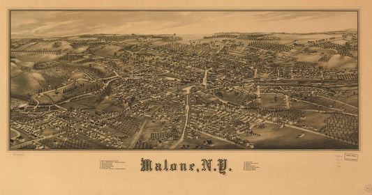 Malone, N.Y. (1886) – Historic Bird’s-Eye View Panorama Print